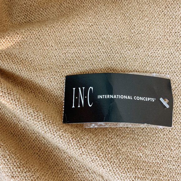 INC International Concepts Mustard 3/4 sleeve Sequined Cuffs & Tie Front Sweater - Picture 12 of 12